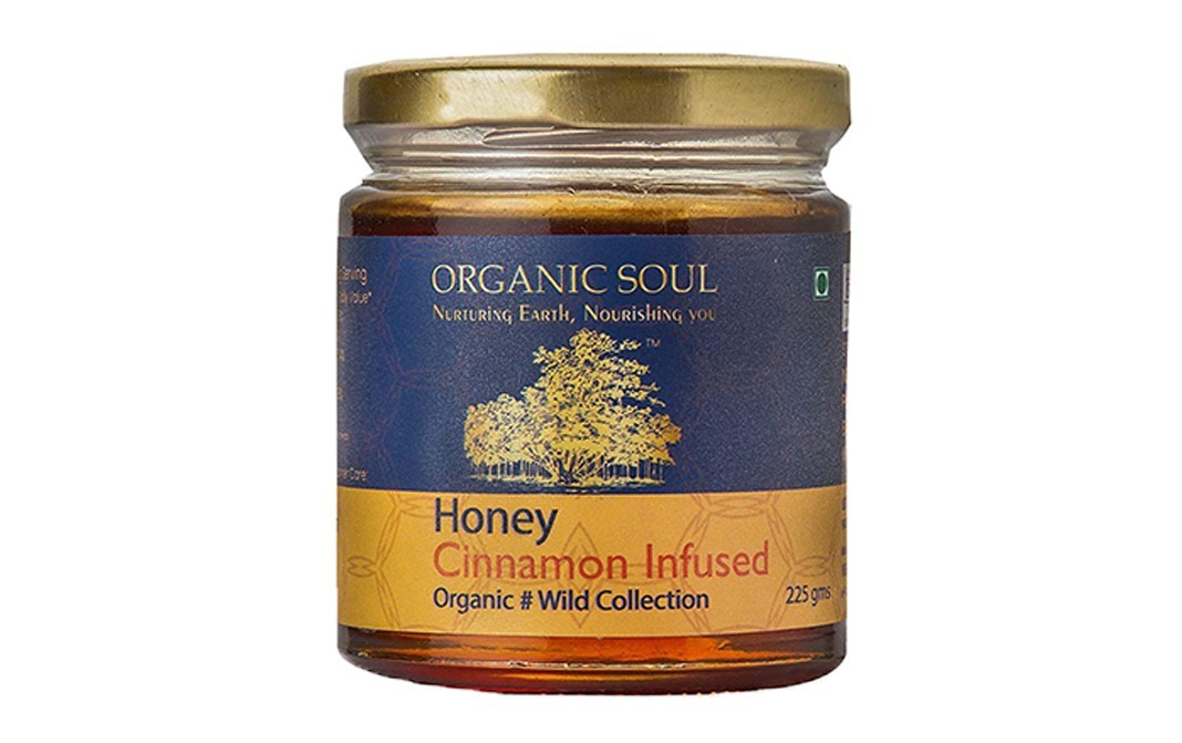 Organic Soul Honey Cinnamon Infused Wild Collection   Glass Jar  225 grams